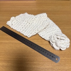 未使用　ハンドメイド　手編み　トートバッグ　バッグ　ニット帽　マフラー　4点セットの画像