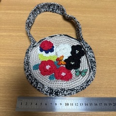 未使用　ハンドメイド　手編み　トートバッグ　バッグ　ニット帽　マフラー　4点セットの画像