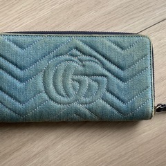 GUCCI GGマーモント花柄刺繍 長財布 デニムの画像