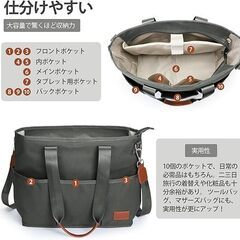 【新品】トートバッグ ショルダーバッグ ポケット多い 多機能 自立 大容量 肩掛け 工具入れの画像