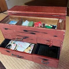 昭和初期のアンティークな裁縫整理箱の画像