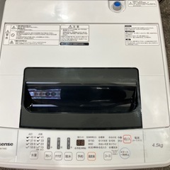 全自動洗濯機　Hisense ＨＷ-T45C 4.5kg 2019年製　の画像