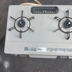 リンナイ：２口用都市ガステーブル：クリーム色：良品：の画像
