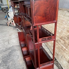 （中古美品、直接取引限定）飾り棚、茶棚、透かし彫り、唐木、昭和レトロ、ヴィンテージ小型　高級飾り棚古民家当時物になります。の画像