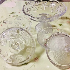 クリスタル装飾キャンディポット&コンポート器3点セット(※単品も可)の画像