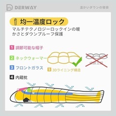 寝袋 ダウン寝袋 マミー型 枕付き 220*85cm -15℃~8℃ 高性能保温の画像