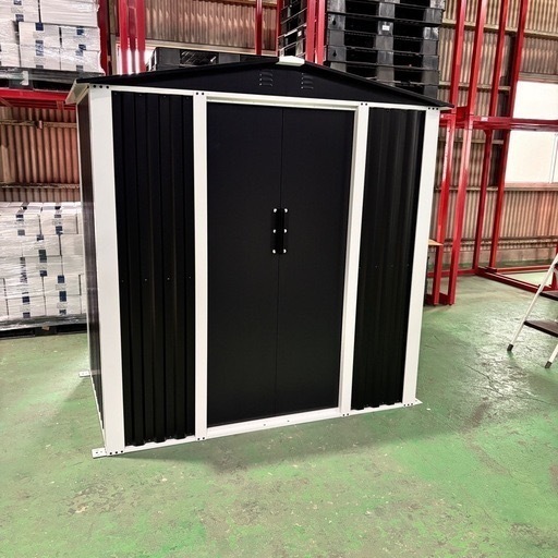 【新品/傷あり/組み立て前】メタルシェッド 物置 野外 倉庫 6×4フィート