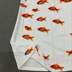 【新品】金魚プリント ホワイトキャミワンピース お祭り 個性的 Sサイズ　Mサイズの画像