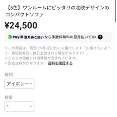 ワンルームにピッタリの北欧デザインのコンパクトソファの画像