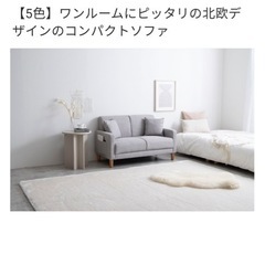 ワンルームにピッタリの北欧デザインのコンパクトソファの画像