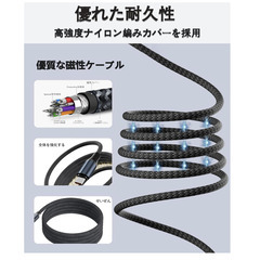 🔌【新品未使用】YAOFANG USB C to C ケーブル 240W PD3.1対応 1m 急速充電 高速データ転送 マグネット式 自動収納 高耐久ナイロン iPhone15 iPhone16 MacBook iPad Galaxy Xperia 対応 充電ケーブル USBケーブル Type-Cの画像