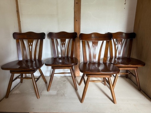 【GO-1209】カリモク コロニアル ダイニングチェア 回転イス 昭和レトロ