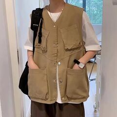 🍀【新品・未使用品】メンズ カーゴベスト ノースリーブの画像