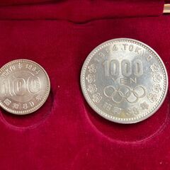 東京オリンピック　記念硬貨　１９６４年(昭和３９年)　１０００円×２　１００円×１　ケース入の画像