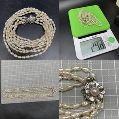 L358　テリ艶◎ SILVER刻印　本真珠 4連パールネックレス ベビーパール　シルバー刻印　29.8g　ボリュームネックレス　美品　冠婚葬祭の画像
