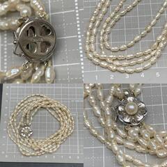 L358　テリ艶◎ SILVER刻印　本真珠 4連パールネックレス ベビーパール　シルバー刻印　29.8g　ボリュームネックレス　美品　冠婚葬祭の画像