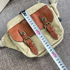 日本製 キャンバス レザー ウエストバッグ カバンの画像