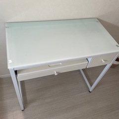 パソコンデスク  ワークデスク  幅85cm ガラス　美品  の画像