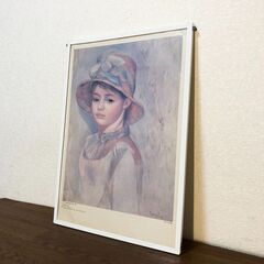 ピエール＝オーギュスト・ルノワール レースの帽子の少女ポスター 額付き ルノワールと印象派の巨匠たち展1986 麦わら帽子の娘1885年の画像