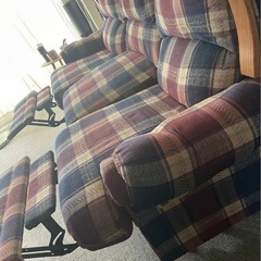 お譲りします★アメリカン3Pソファ ヴィンテージ家具 リクライニング 直接引き取り★中古の画像