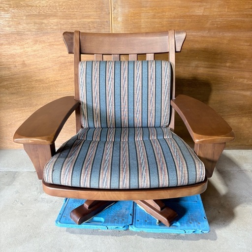 ウッドフレーム チェア 木製 天然木 回転式 高級 椅子 ブラウン