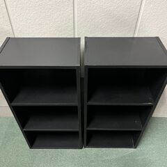 3段 カラーボックス 2個セット 本棚 飾り棚 収納棚 黒 木製 幅44cm×奥行27.5cm×高さ89cmの画像