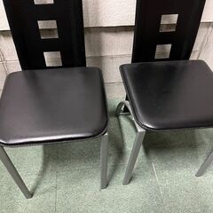 ダイニングチェア 2脚セット ハイバックチェア 合皮 黒 幅40cm×奥行50cm×高さ108cm（座高46cm）の画像