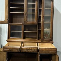 永尾物産 木製 大型 食器棚 水屋 収納棚 大容量 幅120cm×奥行45cm×高さ198cmの画像