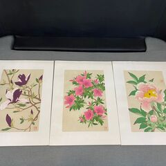  【愛品倶楽部柏店】版画 　花版画 　 芸艸堂　河原崎奨堂　四季の花12種　ヴィンテージの画像