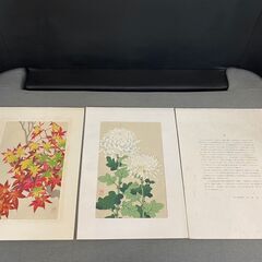  【愛品倶楽部柏店】版画 　花版画 　 芸艸堂　河原崎奨堂　四季の花12種　ヴィンテージの画像