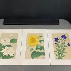  【愛品倶楽部柏店】版画 　花版画 　 芸艸堂　河原崎奨堂　四季の花12種　ヴィンテージの画像