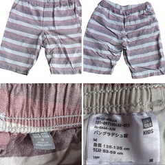 2枚組✨UNIQLO ボーダー ハーフパンツ ピンク ブルー 130 半パンの画像