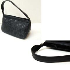 印傳屋 ハンドバッグ 幅26×マチ11.5×高さ14cm ブラック 黒漆 手提げ 鹿革 花柄 レディース 印伝 札幌市 清田区 平岡の画像