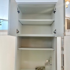 【武蔵小山店】　ニトリ レジューム NITORI レンジボード キッチンボード 食器棚 キッチン収納 家電収納 スライド棚 コンセント付き レンジ台 ホワイト 食器収納 炊飯器置き台 キッチンラック resume kitchen board cabinet cupboard リユース リサイクル nitoriの画像