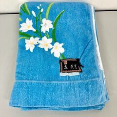 stp-3407　タオルケット　3点セット　青　寝具　夏季　ブルー　肌掛け　ボーダー　季節寝具　花柄の画像