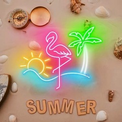 LEDネオンサイン フラミンゴ ヤシの木 太陽 波 ハワイ オシャレ雑貨 の画像
