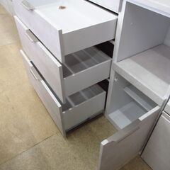 新品アウトレット品 オープン食器棚 1200PサンプルWH G-2371の画像