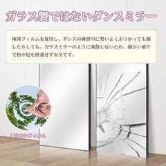 <2つセット（cham）>Brisafe 割れない鏡 移動式スポーツミラー キャスター付き 幅120×高さ190cm フィルムミラー 姿見 超大型 スポーツレッスン ダンスレッスン ゴルフ フィットネスフォーム確認 ヨガ ピラティス フラダンス トレーニング 学校 施設 教室 スタジオ (ブラック)の画像