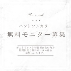 【無料】ハンドワンカラーモニター募集