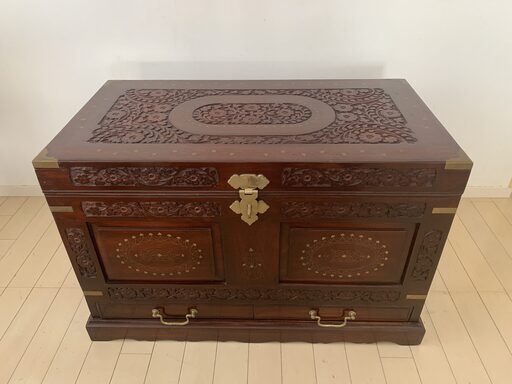 ヴィンテージ アジアン 象嵌細工 真鍮  収納　箪笥