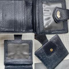 D359バリー BALLY ロゴ刻印 ゴールド金具 レザー 二つ折り財布 ウォレット 小銭入れあり ポケット 紺ネイビー系の画像