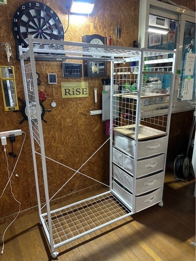 I1606 フリーラック　ハンガーラック　引き出し破れあり