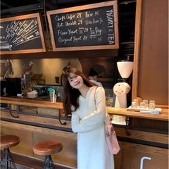 ニットワンピース　帽付きの画像