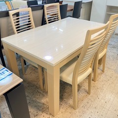 【愛品館 江戸川店 】伸長式ダイニングテーブル5点セット SHIGIYAMA（シギヤマ家具）の画像