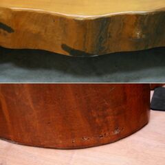 ≪zyt2446ジ≫ 一枚板座卓 年輪テーブル 無垢材 幅約135cm 板厚約11.6cm 重量約82kg 輪切り/レトロ/古民家/座敷/リビング/中古家具/宮城県仙台市 70905-08の画像