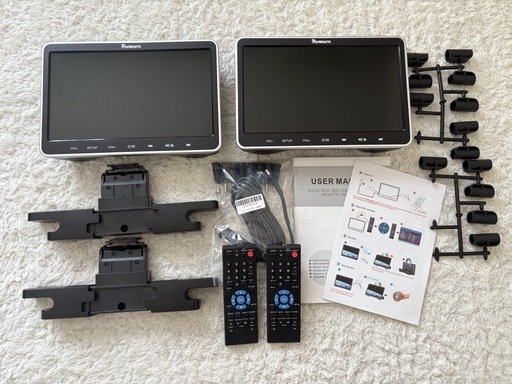 NAVISKAUTO ヘッドレストモニター DVDプレーヤー リモコン　2台セット　兄弟　双子