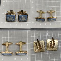 I338　ウェッジウッド Wedgwood セント・ジョージとドラゴン カフス カフリンクス　ジャスパーブルー Wedgwoodの画像