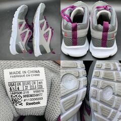 A361　Reebok グレー/パープル スニーカー　レディースシューズ23.5㎝　リーボック　ランニングシューズ　スポーツの画像