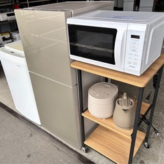 ✨ ベージュ家電5点セット（冷蔵庫・洗濯機・電子レンジ・炊飯器・ケトル）  🚚【配達可能・安心3ヶ月保証あり】 の画像