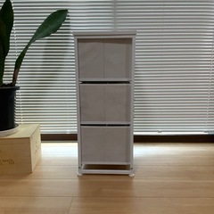 【引き取り限定】チェスト 収納 タンス 引き出し 衣類収納 木製天板 3段 ホワイトの画像